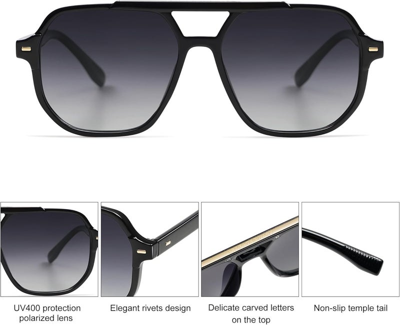 Sojos Retro Trendy Aviator Polarized Sunglasses Men Women Vintage 70s Square Stylish Frame Sun Glasses SJ2283 - Image 4
